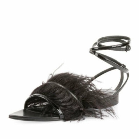 Saint Laurent Feather-Embellished Sandals 36 - Picture 1 of 3
